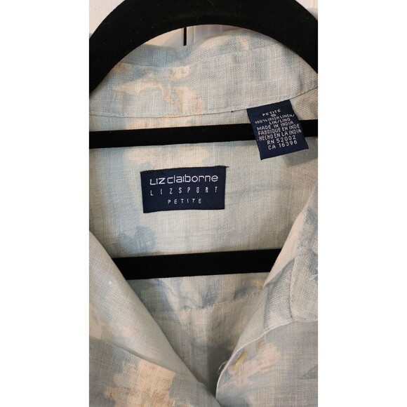 Liz Claiborne Petite Linen Floral Button Long Sleeve Shirt Women's Size 8P - Picture 2 of 6